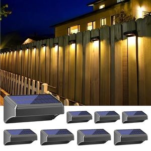 8 pack Solar Fence Lights, Warm White and RGB Mode Fence Lights Solar Power